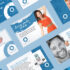 Tiles on blue background. Each tile is an advertisement for a dental procedure